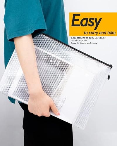 SUNEE Plastic Mesh Zipper Pouch 7.8x10.8 in (9 Colors, 18 Packs),Extra Large Water-Resistant Zip Bag for School Office Supplies, Puzzles & Games Organizing Storage thumbnail 7