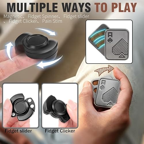 5 Pcs Fidget Toys Adults Metal Figette Spinner Magnet Slider for Teen Boys Quiet Office Desk Cool Gadgets Pain Stim Anxiety Stress Relief Items ADHD Autism Figets Magnetic Gifts for Teens EDC for Men thumbnail 4