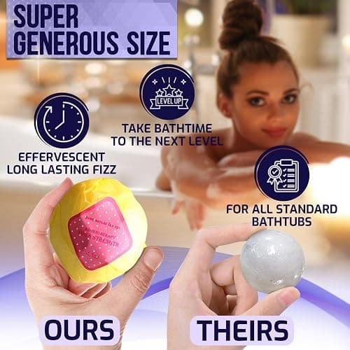 Bath Bombs Gift Set - Ultra Bubble XXL Fizzies (6 x 4.1 oz) with Natural Dead Sea Salt Cocoa and Shea Essential Oils, The Best Birthday Gift Idea for Her/Him, Wife, Girlfriend, Women, Kids thumbnail 4