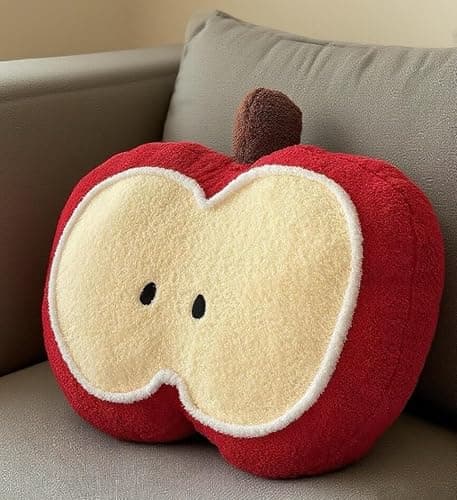 YISLEND Apple Shaped Throw Pillow, Cute Soft Fruit Decorative Sofa Cushion for Bed Couch, Hoom Decor Pillow Cushion for Chair Sofa Living Room (Red, 11.8") thumbnail 6