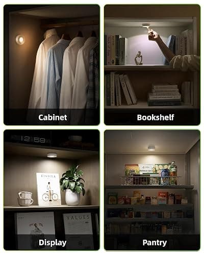 EZVALO LED Puck Lights, Rechargeable Sitck On Tap Lights, Wireless Closet Light, 3 Color Temps, Under Cabinet Lights, 2.5'' Mini Touch Light, Ideal for Kitchen,Closet,Pantry,Shelves,Camper(6 Pack) | Wireless, Rechargeable, Touch Light, Under Cabinet Lights, Stick On, Closet Light, Mini, Kitchen, Pantry, Shelves thumbnail 9