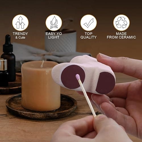 KALAUTO Cowboy Boot Match Holder With Striker - Coastal Home Ceramic Cowgirl Boot Decor Aesthetic Small Cute Matchstick Box Western Decorative Mini Matchesboxes For Bathroom Bedroom Fireplace Kitchen thumbnail 5