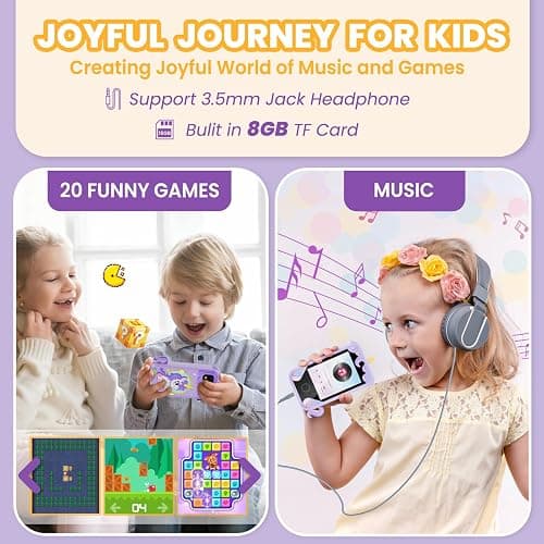 Kids Phone for Girl Toys, Christmas Birthday Gifts for Age 3-10 Year Old Girls Boys Toys, Kids Toddler Smart Phone, Detective Educational Learning Toys with 2.8" Touchscreen, Music Video Game (Purple) thumbnail 7