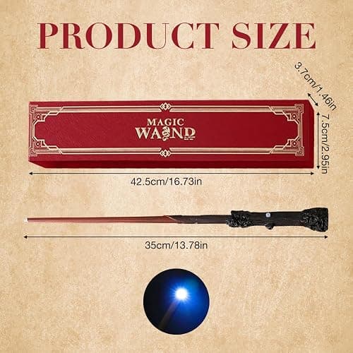 H-arry Potter Wand, 35cm Harry Light Up Wand with Station Ticket, Spell Card and Necklace USB Charging Glow Magic Wand H-arry Potter Wizards Wand in Gift Box Magic Wizard Wand for for Girls and Boys thumbnail 3