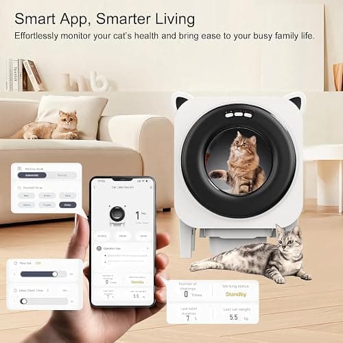 Self Cleaning Litter-Box for Multiple Cats with 76L Large Capacity,Automatic Litter Box with App Control and Safety Sensors Protection (Black) thumbnail 2