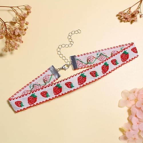 Nova&Aria Chokers Set For Women Heart Pearl Choker Necklaces Flower Pendant Velvet Cute Pink Blue White Black Choker Necklace Classic Tattoo Colorful Lace Chokers thumbnail 5