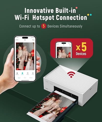 Liene M100 4x6'' Photo Printer, Phone Printer 100 Sheets & 3 Cartridges, Full-Color Photo, Portable Instant Photo Printer for iPhone Android, Thermal Dye Sublimation, Wi-Fi Picture Printer 100 Papers thumbnail 6