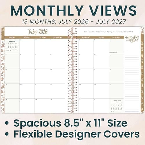 bloom daily planners 2026-2027 (8.5" x 11") Academic Year Day Planner (July 2026 - July 2027) - 13 Months Weekly & Monthly Agenda Organizer with Stickers & Tabs - Tan Leopard thumbnail 3