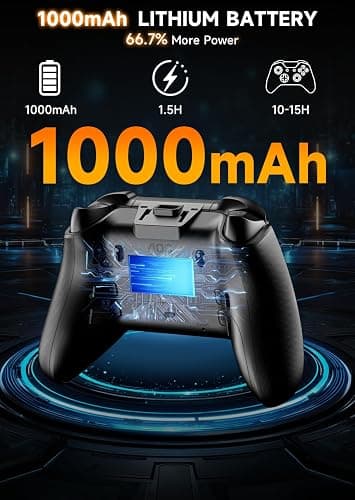 AOC PC Controller — Interactive Screen Wireless Controller Compatible with PC/Switch/Switch 2/iOS/Android, Hall Effect Joystick & Triggers, RGB Lighting, Adjustable Vibration/Turbo, 1000mAh Battery(Black) thumbnail 7