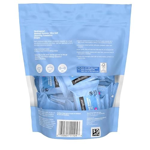Neutrogena Makeup Remover Wipes, Daily Single Face Cleansing Towelettes, Makeup Removing Cleansing Wipes Removes Dirt & Oil, Alcohol-Free Face Towelettes, 20 ct thumbnail 6