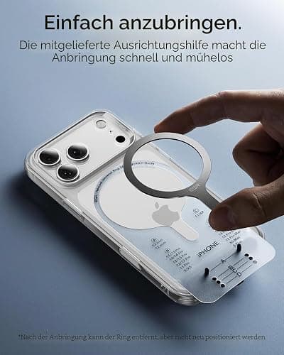 ESR für MagSafe Ring Aufkleber, MagSafe Sticker Metallring für iPhone 17-11 | 2 Stück Magnet für Handyhülle, Universal-Ladegerät-Umrüstset, für Samsung S26+/S26 Ultra/S24/S23, Pixel 10 und mehr, Schwarz thumbnail 7