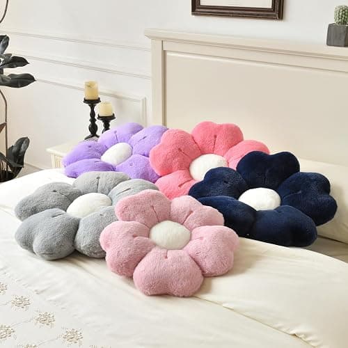 Ddliury Flower Pillow, Flower Shaped Pillow Decorative Throw Pillows for Bed Couch, Cute Daisy Pillow Dorm Decor Floor Seating Cushion (Navy Blue, 15 Inches) thumbnail 7