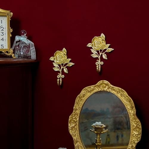 SOFFEE DESIGN 2pcs Golden Single Hooks 3D Flower Retro Ornate Style for Room Wall Mounted Decoration, Coat Hat Scarf Hanging Entry Heavy Duty Hooks, Home Decor thumbnail 5