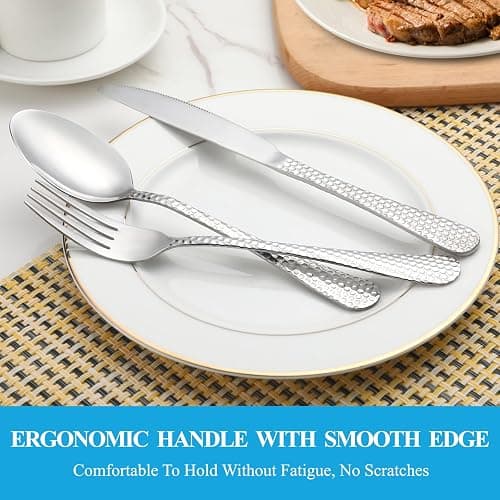 30 Pcs Gold Silverware Set Service for 6, Premium Stainless Steel Flatware Set, Cutlery Utensil Set, Durable Home Kitchen Eating Tableware Set, Include Fork Knife Spoon Set, Dishwasher Safe - Gold - 30 Piece thumbnail 6