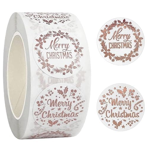 Merry Christmas Stickers Clear, 500 PCS Happy Christmas Round Self Adhesive Stickers Presents Cards Tag Seals Label Scrapbooking Gift Craft Box Sticker Kids Decals 1inch/2.5cm - Image 1
