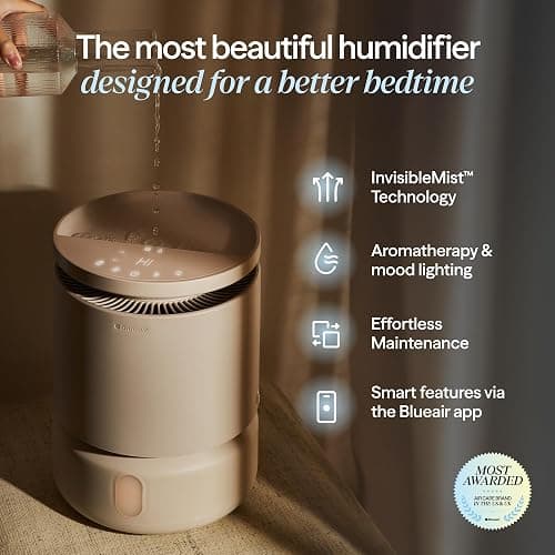 BLUEAIR Room Humidifier - DreamWell - 48Hr Top-Fill Mist-Free InvisibleMist Technology Aroma Stone for Essential Oils and Soothing Mood Lighting - Quiet Operation for Bedroom and Home Use, Beige thumbnail 3