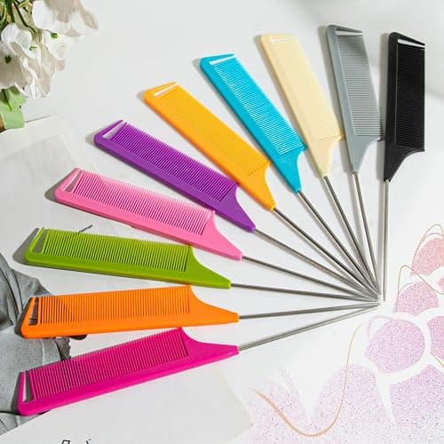 10pcs Rat Tail Combs Set,Salon Hair Stylists Metal Fine Tooth Combs thumbnail 2