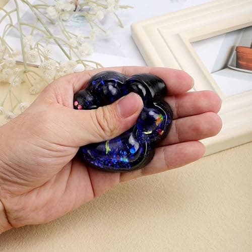 Cat Paw Squeeze Toy, Starry Sky Cat Paw Squish Toys Fun Squishy Pinch Taba Toys Fufu Kitty Relaxing Stress Kawaii Fidget for Kids Adults Halloween Easter Party Favors (Dazzling Blue) thumbnail 5