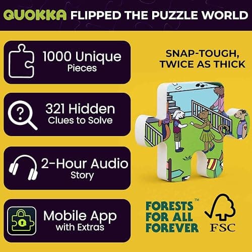 QUOKKA 1000 Piece Puzzle for Adults and Teens – Animal Bash Adult Jigsaw Puzzles with Hidden Secrets & Audio Story – Detailed Visual Puzzle Game for Focus & Relaxation with Twist – FSC Certified Gift thumbnail 3