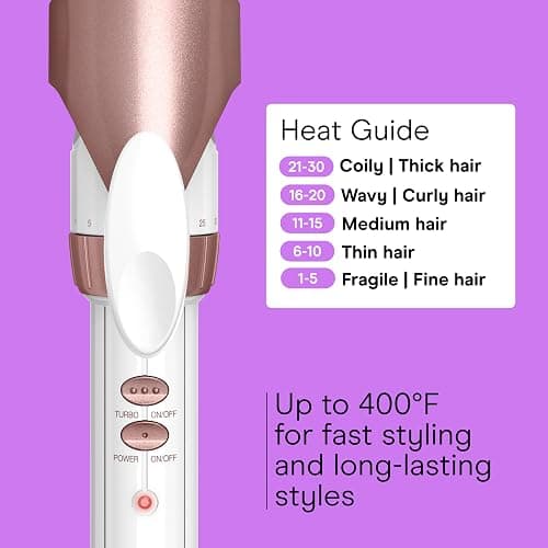 Conair Double Ceramic Curling Iron, 1 1/2" Extra-Long Barrel Hair Curling Iron, 30 Heat Settings, Turbo Heat, Auto Off, Cool Tip, Dual Voltage, Rose Gold thumbnail 4
