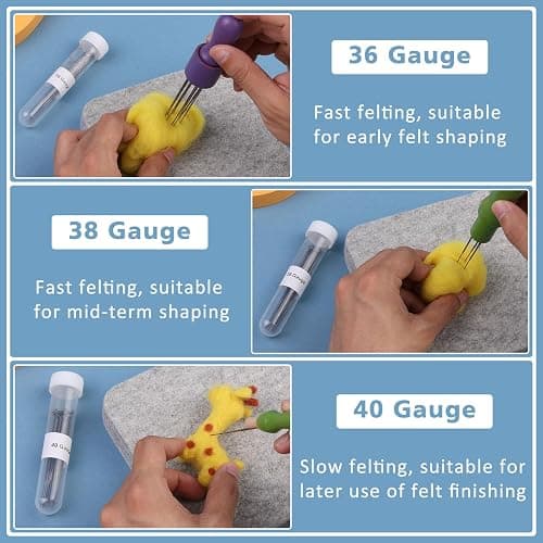 kdafio 74 Needle Felting Tools, Needle Felting Kit with Hand Carders Wooden Wool Carders Needle Felting with Needle Leather Finger Protector for DIY Felting Wool Projects thumbnail 5