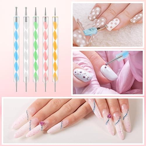 CHEMAILON 25 Piece Nail Art Tools, Nail Brush Set,Palette, Stand & 2-way Acrylic Silicone Engraving Pen Dotting Pen Tools,For Nail Art DIY Home thumbnail 5