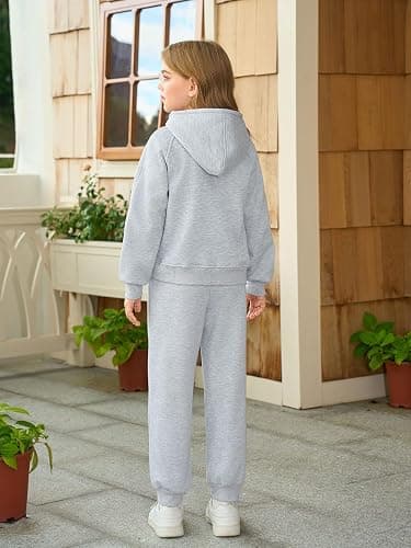 Girls 2 Piece Outfits Sweatsuit Kids Fleece Half Zip Hoodies Sweatshirt and Sweatpants Set with Pockets thumbnail 6