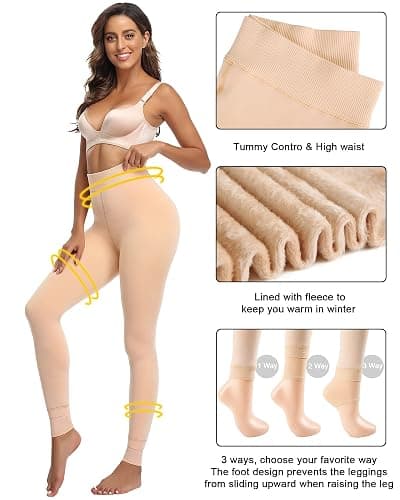 CHRLEISURE Women's Fleece Lined Tights - Fake Sheer Warm Pantyhose Thick Winter Leggings thumbnail 5