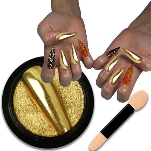 Unicorn Chrome Pigment Gold - Nageldesign Nail Powder für Nägel - Glitter Cromepulver für Nail Art - Image 1