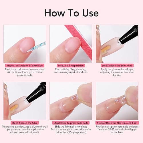 Curvlife Newly Upgraded Quick Drying 10g Semi Solid Nail Glue with 10ml Remover for Press On Nails Tips No Need for UV Lamp Long Lasting Fake Acrylic Nails Kit Glue Gel thumbnail 5