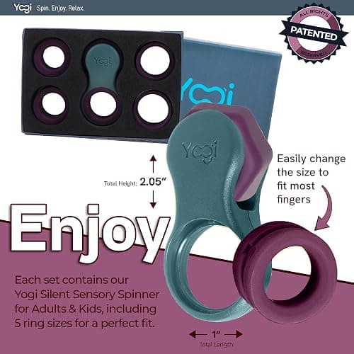 Yogi Fidget Toy for Adults & Kids, Stress Relief Spinner, 5 Silicone Rings | Quiet sensory fidget, silent at work, school & travel, focus & ADHD support, anxiety & stress relief toy, desk fidget, autism thumbnail 5