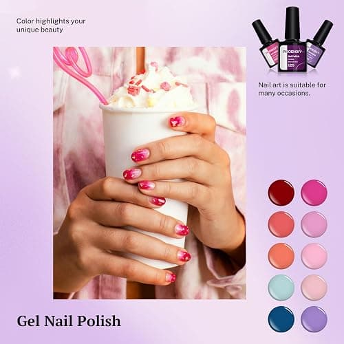 phoenixy 24 PCS Gel Nail Polish Set, Spring 21 Colors 7ml Gel Nail Polish Kit with Base Glossy Matte Top Coat Black Gray Red Nail Kit Gifts for Women thumbnail 6