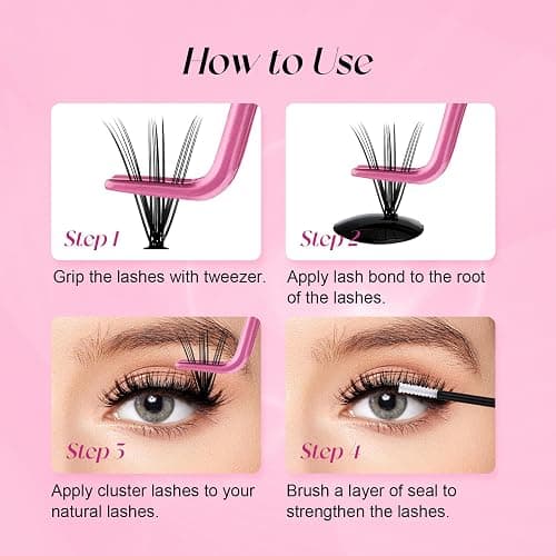 Eyelash Extension Kit Lash Bond and Seal Lash Clusters with Eyelash Tweezer Lash Glue for Individual Lashes Lash Applicator Tool for DIY Lash Extension Kit Makeup (Set 20D-0.07D, 15-20mm) thumbnail 8