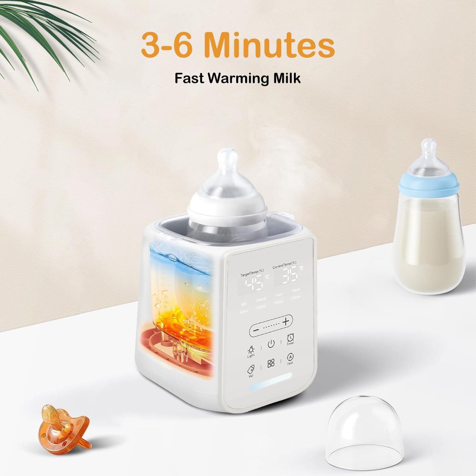 Baby Bottle Warmer, 5-in-1 Bottle Warmer for Breastmilk, Formula Milk Warmer, Baby Food Heater with Smart Accurate Temperature Control, Automatic Shut-Off Baby Water Warmer, White thumbnail 2