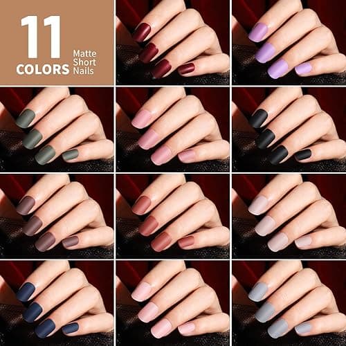 Teenitor Short Press On Nails, 576Pcs Short Square Press On Nails Kit with Matte, Glossy, Glitter, and French Designs, Fake Nails with Glue on Nails Short, Press on Nails Short - b-Matte,glitter,glossy square press on nails thumbnail 5