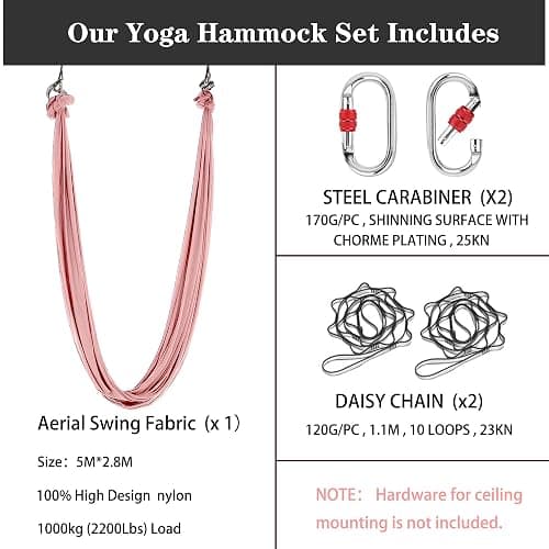 ZYOSJK 5.5 Yards Aerial Silk Swing Outdoor Hammock Aerial Yoga Swing For Adults,Aerial Yoga Hammocks for outside thumbnail 2