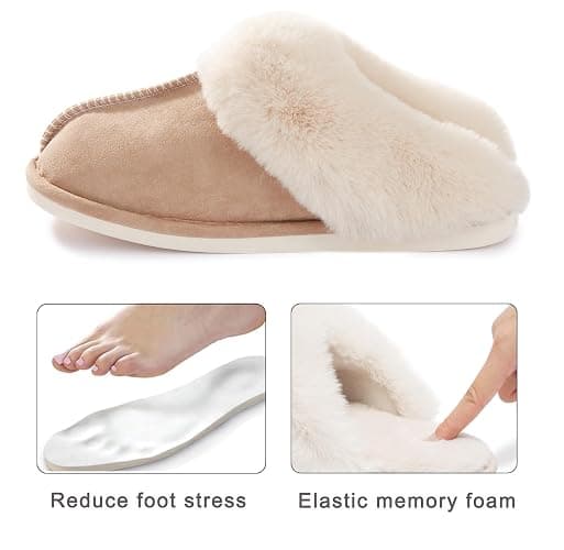 Donpapa Womens Slipper with Memory Foam Fluffy Soft Warm Slip On House Slippers Anti-Skid Cozy Plush for Indoor Outdoor thumbnail 6