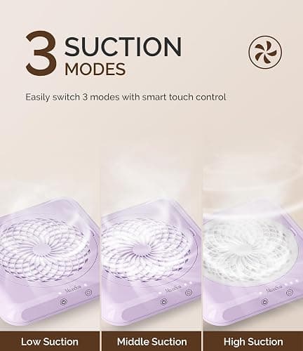 ⭐️⭐️⭐️ MelodySusie Professional Nail Dust Collector with Max Suction Power,SProF 4500RPM Nail Vacuum Fan with 3 Suction Modes,Touch Control,Acrylic Nail Tools for Nail Tech & Salon Use,Purple thumbnail 4
