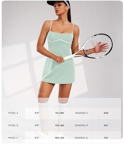 Move With You Womens Workout Tennis Dress with Built-in Bra & Shorts Pockets Sleeveless Exercise Golf Dresses thumbnail 4