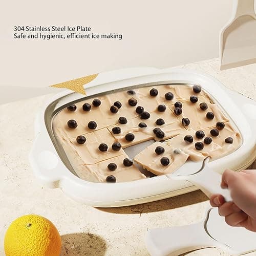 Instant Ice Cream Maker, Rolled Cream Maker, Instant Gelato Pan Roll, with 2 spatula, Frozen Fried Yoghurt Plate Mini Freezer Kit Machine, Ice Stir Frying Machine with 2 Shovels thumbnail 5