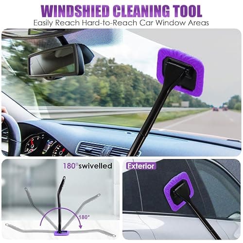 Viewsun 17PCS Car Cleaning Kit, Purple Car Interior Detailing Kit with High Power Handheld Vacuum, Detailing Brush Set, Windshield Cleaner, Cleaning Gel, Complete Auto Accessories for Women Gift thumbnail 3