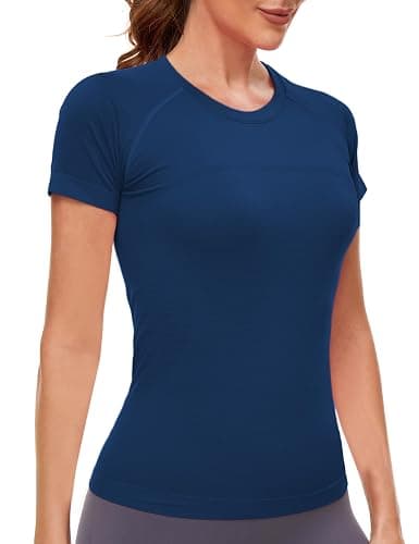 MathCat Workout Shirts for Women Short Sleeve Seamless Yoga Athletic Tees Sports Breathable Gym Athletic Tops thumbnail 2