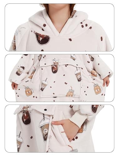 KFUBUO Wearable Blanket Hoodie for Adults Sherpa All Patterns Oversized Sweatshirt Blanket with Pocket thumbnail 6