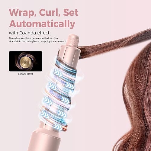 Atopskins 8-in-1 Hair Dryer Brush & Hot Air Styler, 110,000 RPM Blow Dryer Brush Foldable LCD Display, 4 Heat Settings Auto Curler Fast Drying Curling Straightening for Salon & Travel (Pink) thumbnail 3