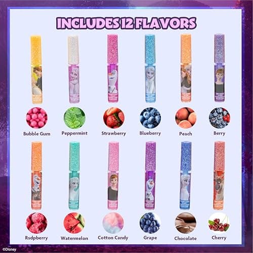 Disney Frozen 12 Piece Plant Based Lip Gloss, Girls Party Favors, First Makeup Set for Girl, Perfect for Parties, Sleepovers, and Birthday Gifts, Elsa and Anna, Ages 3+, by Townley Girl thumbnail 2