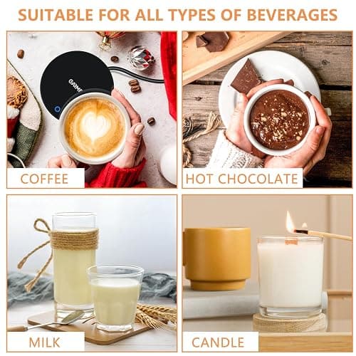 GARMEE Scalda Tazza da Caffè Elettrico, Scaldabiberon Intelligenti per Scrivania da Ufficio, Scaldabibere con 2 Impostazioni di Temperatura, Scaldino da Tè, Scaldino Elettrico per Bevande Cacao Latte thumbnail 9