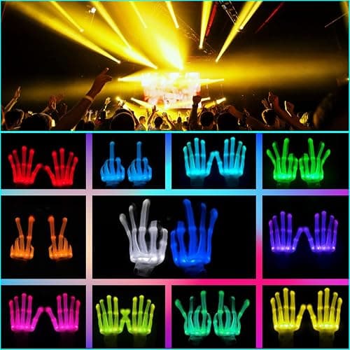 COLEDRE Kids Toys 12 Colors LED Gloves Cool Toys Gifts for Age 5-7 8-12 Years Old Boys Girls Stocking Stuffers Kids Teens Christmas Halloween Costumes Light Up Gloves Birthday Parties Gifts (1 Pair M) thumbnail 2