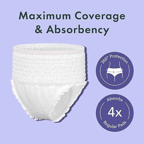 Rael Disposable Underwear for Women, Organic Cotton Cover - Postpartum Essentials, Leak Locker, Unscented, Maximum Coverage (Size S-M, 20 Count) thumbnail 2