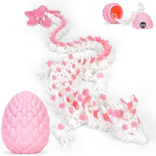 zhancydeal 3D Printed Cherry Blossom Crystal Dragons (Pink + Egg) - Image 1