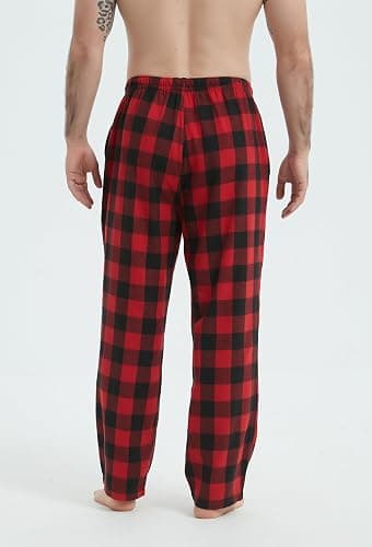 Jveyvth Mens Pajama Pants Flannel Cotton Plaid Sleep & Lounge Pants, PJ Bottoms with Pockets and Button Fly thumbnail 7